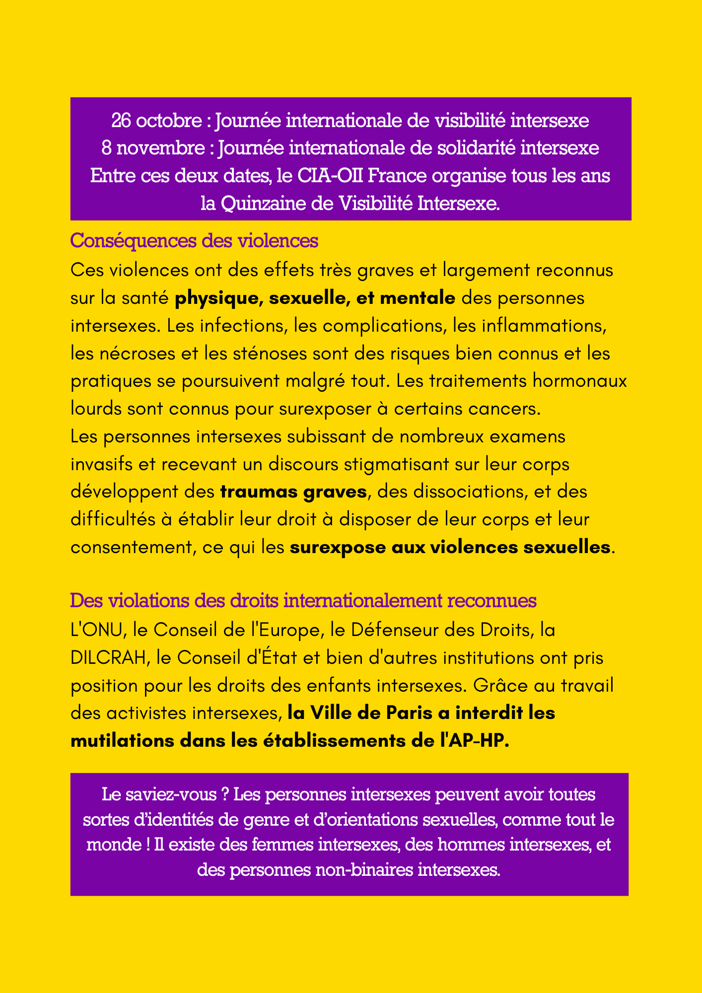 Dépliant Grand Public Intersexes Collectif Intersexe Activiste Oii France